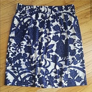 LOFT blue & white floral long mini skirt XSP